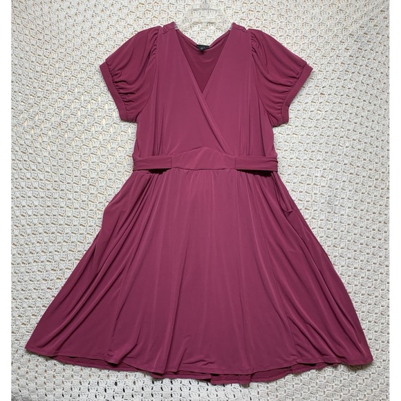 Torrid Plus Knit Surplice Tee Mini Dress Size 2X Boysenberry Studio Purple - Picture 1 of 10